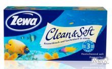 Zewa Носовые платки/Салфетки Clean & Soft 3 слоя (90шт)